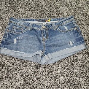 Classic Blue Denim Women's Shorts - Distressed Cuffed Jean Shorts